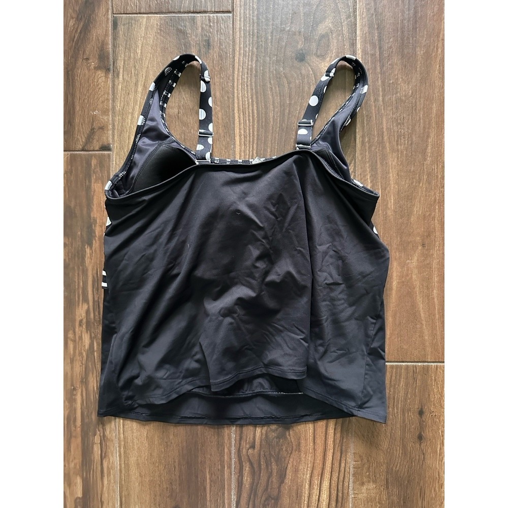 Lands' End Women's 18W Black White Polka Dot Tankini Top‎ Padded Underwire - Picture 2 of 5